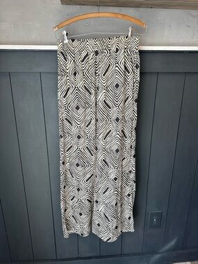 Philosophy Black Cream Abstract Patterned Wide Leg Soft Pants sz M